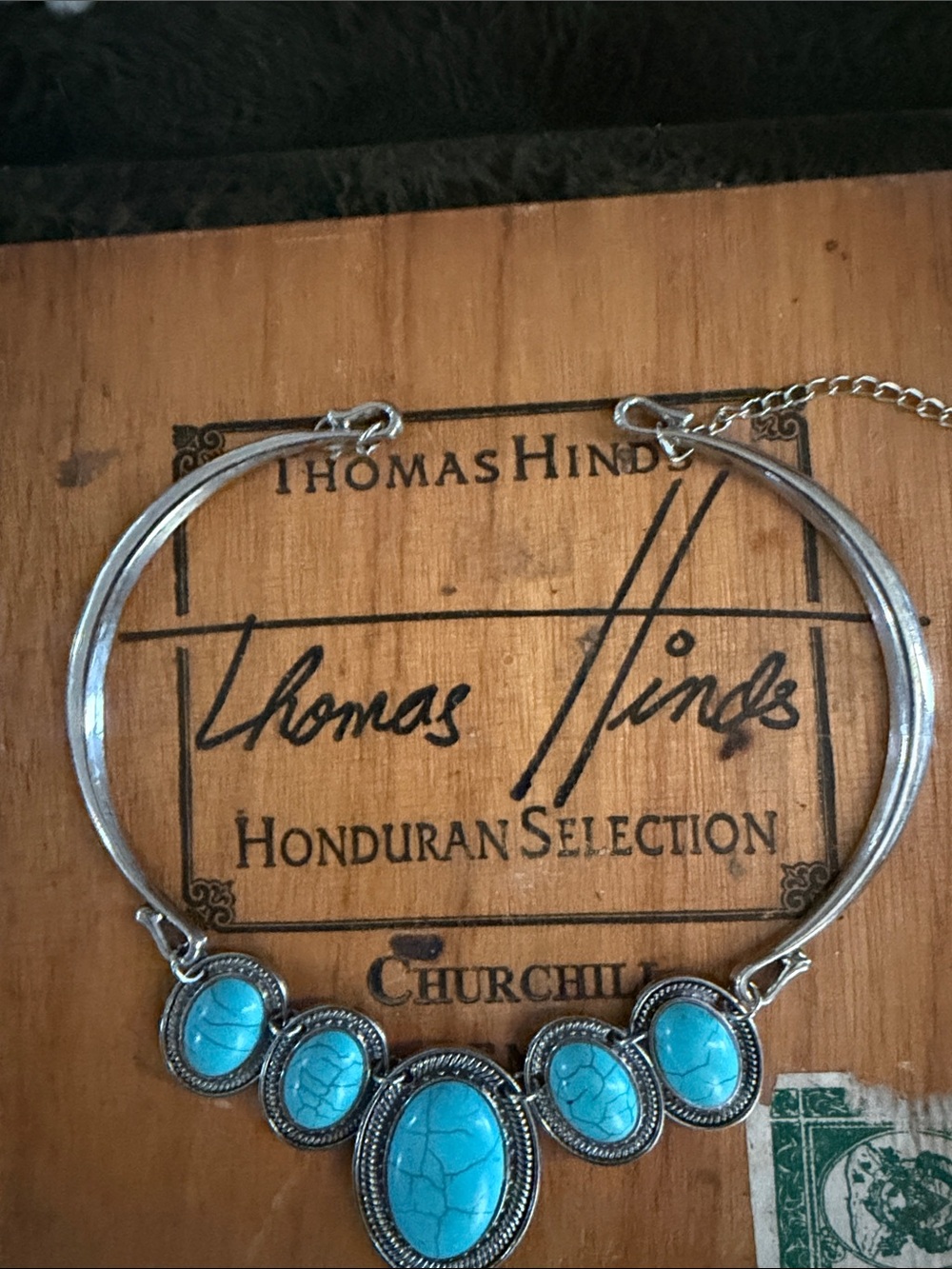 paparazzi Turquoise Oval Statement Necklace - Silver Tone